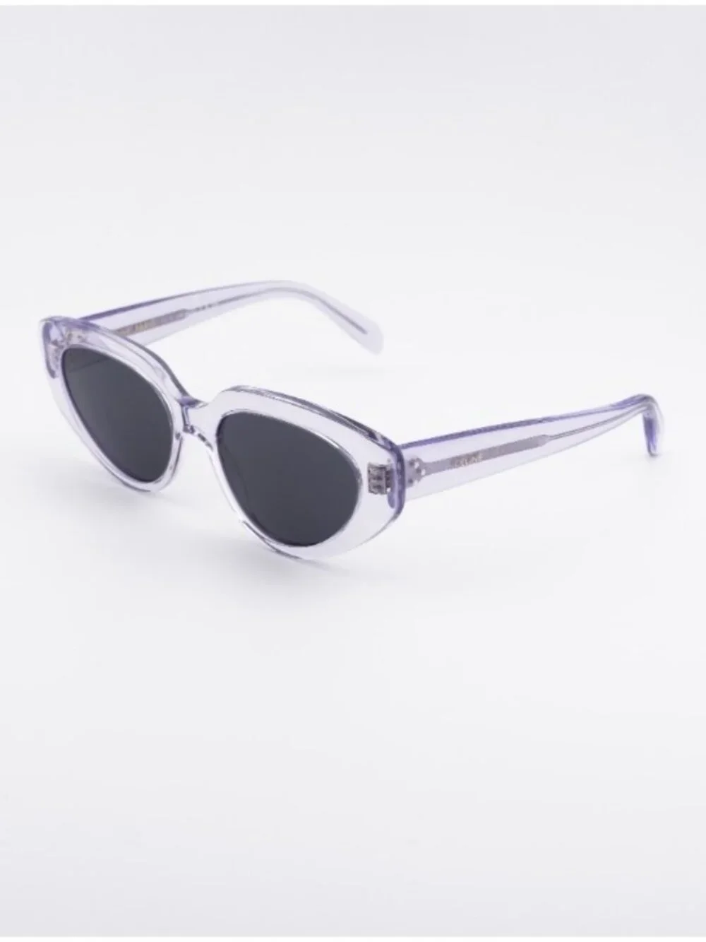 Celine CL40286I 78A Sunglasses Shiny Lilac Cat Eye Frame, Smoke Lenses
